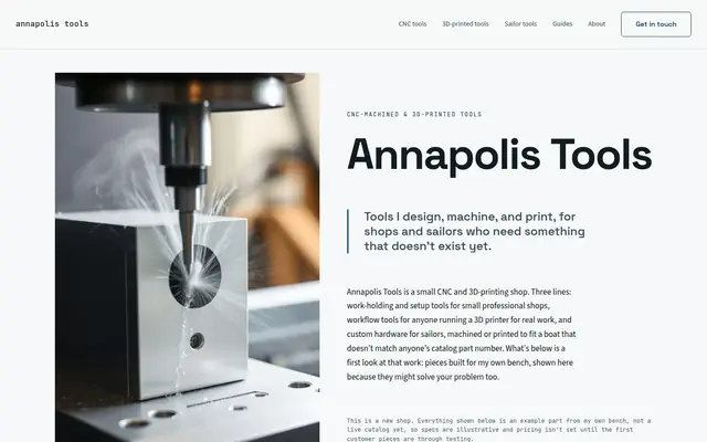 Screenshot of annapolistools.com homepage