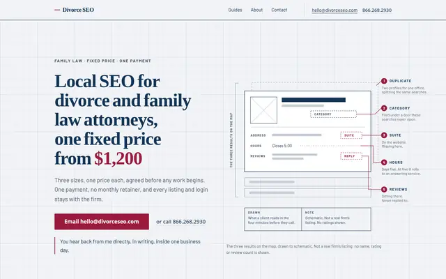 Screenshot of divorceseo.com homepage