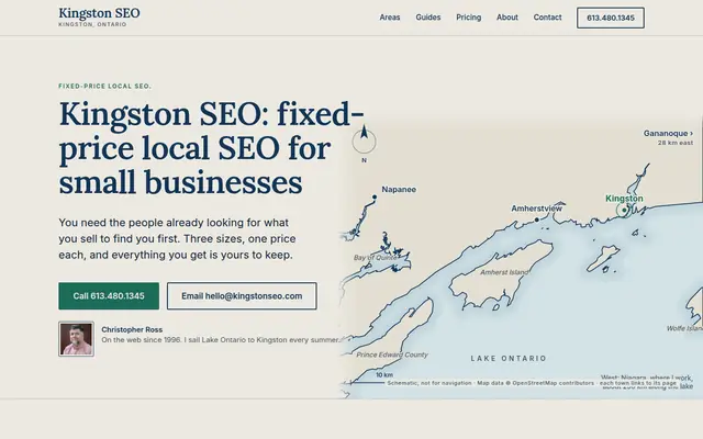 Screenshot of kingstonseo.com homepage