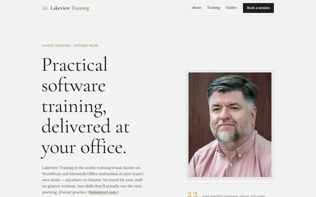 Screenshot of lakeviewtraining.com homepage
