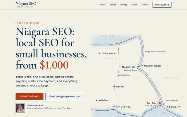 Screenshot of niagaraseo.com homepage