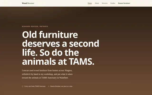 Screenshot of woodrescuer.com homepage